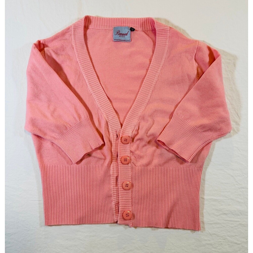 Banned Retro 1950s Overload V-neck Cropped Vintage Cardigan, Size M
